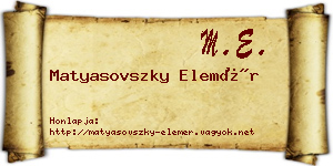 Matyasovszky Elemér névjegykártya